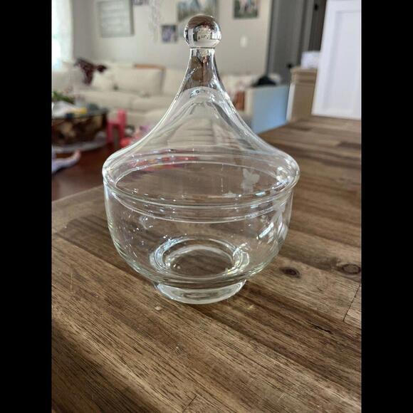 Etched Clear Glass Butterfly Lidded Apothecary Candy Dish 6” X 4.5” - Picture 4 of 8